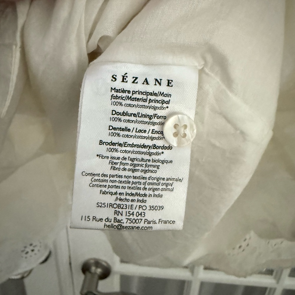 Sezane White 100% Cotton Eyelet Button-Front Sundress - Picture 5 of 10